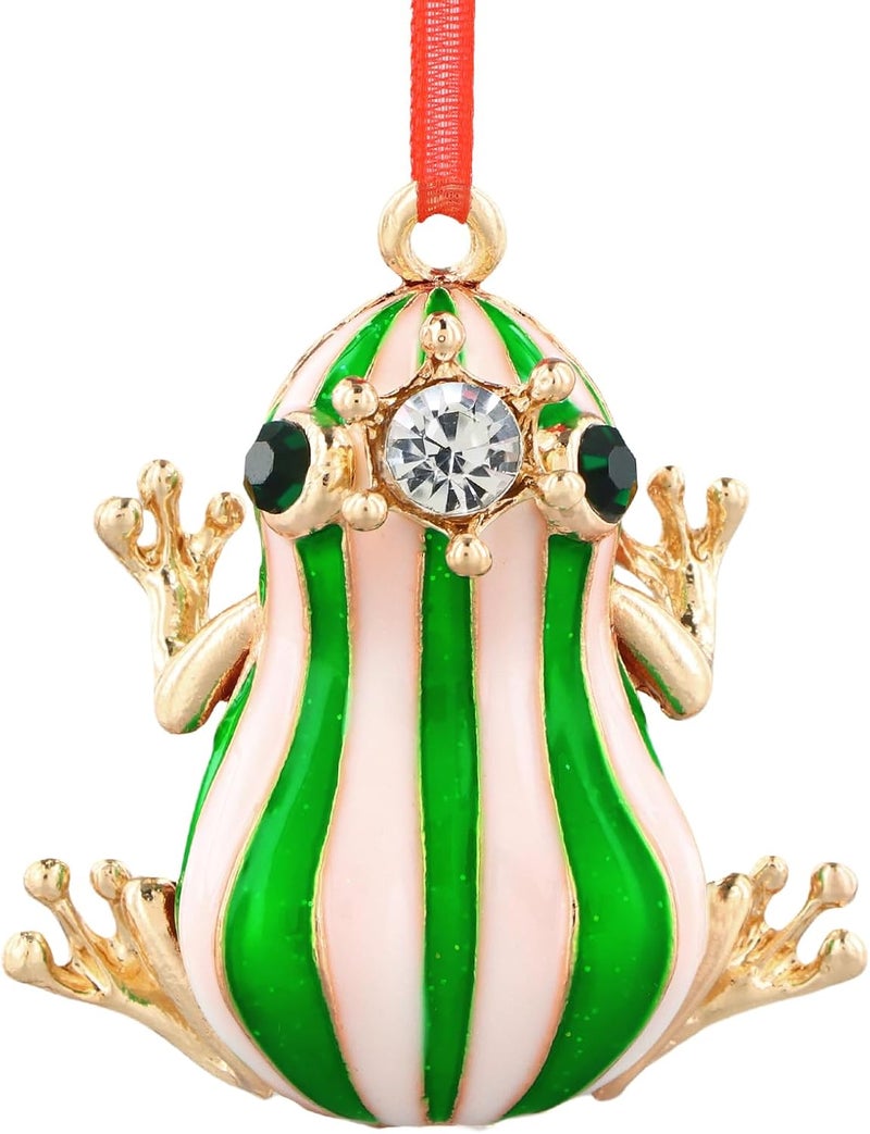 GROWTHMAGIC Store Green Frog Christmas Tree Ornaments - Metal Frog Christmas Ornaments Green Frog Weihnachtsgurke Xmas Decoration Gifts for Men Boy Girl Kid - Image 1